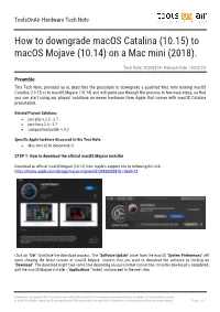 How to Downgrade Macos Catalina (10.15) to Macos Mojave (10.14) on a Mac Mini (2018)