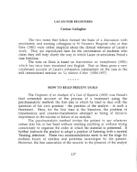 'Lacan for Beginners: Dora and Little Hans.' Summer 1998