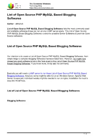 List of Open Source PHP Mysql Based Blogging Softwares