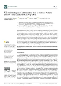 Nanotechnologies: an Innovative Tool to Release Natural Extracts with Antimicrobial Properties
