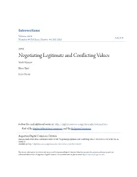 Negotiating Legitimate and Conflicting Values Mark Hanson