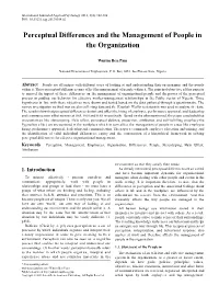 Perception, Management, Employees, Organisation, Differences, People, Stereotyping, Halo Effect, Attribution