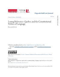 Quebec and the Constitutional Politics of Language 2015 Canliidocs 5246 Emmanuelle Richez