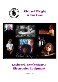 Rick Wright/Floyd Keyboard & Synth Gear