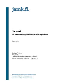 Saunaxio Sauna Monitoring and Remote-Control Platform