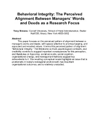 The Perceived Alignment Between Managers' Words and Deeds As A