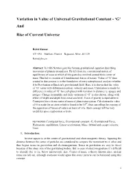Variation in Value of Universal Gravitational Constant - ‘G’ And