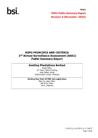 (ASA2) Public Summary Report Genting Plantations Berhad