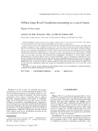 Diffuse Large B-Cell Lymphoma Presenting As a Sacral Tumor
