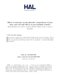 Effect of Maturity on the Phenolic Compositions of Pear Juice and Cell Wall Effects on Procyanidins Transfer