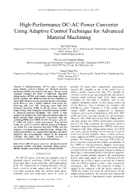 High-Performance DC-AC Power Converter Using Adaptive Control Technique for Advanced Material Machining