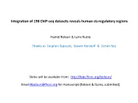 Integration of 198 Chip-Seq Datasets Reveals Human Cis-Regulatory Regions