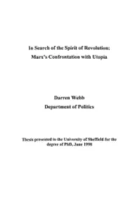 Marx's Confrontation with Utopia Darren Webb Department of Politics