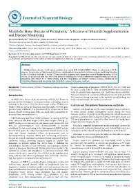 Metabolic Bone Disease of Prematurity: a Review of Minerals