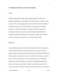 On Deciding the Boundaries of Architectural Knowledge