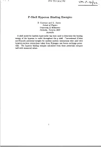P-Shell Hyperon Binding Energies