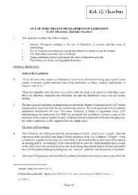 Page -1- out of TIME? RECENT DEVELOPMENTS in LIMITATION