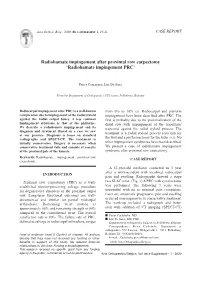 Radiohamate Impingement After Proximal Row Carpectomy ‘Radiohamate Impingement PRC’
