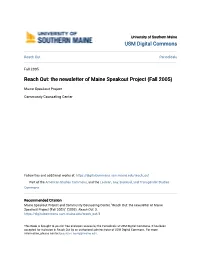 Reach Out: the Newsletter of Maine Speakout Project (Fall 2005)