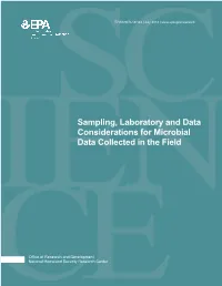 Sampling, Laboratory, and Data Considerations for Microbial Data