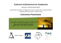 Constructive Journalism Conference Programme