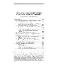 Developing a Taxonomy of Lies Under the First Amendment, Alan K. Chen