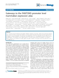 Gateways to the FANTOM5 Promoter Level Mammalian Expression Atlas