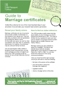Guide to Marriage Certificates