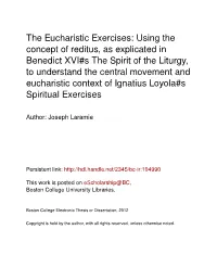 Using the Concept of Reditus, As Explicated in Benedict XVI#S The