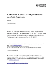 A Semantic Solution to the Problem with Aesthetic Testimony