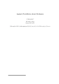 Against Pointillisme in Mechanics