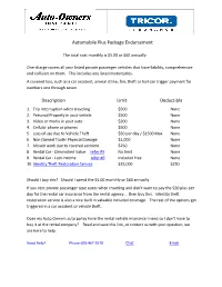 Automobile Plus Package Endorsement Description Limit