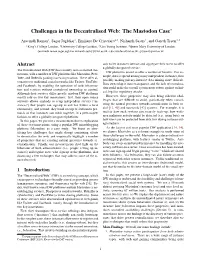 Challenges in the Decentralised Web: the Mastodon Case∗