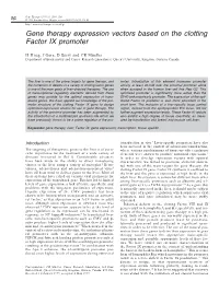 Gene Therapy Expression Vectors Based on the Clotting Factor IX Promoter