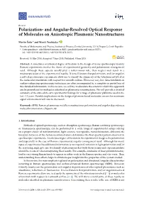 Polarization- and Angular-Resolved Optical Response of Molecules on Anisotropic Plasmonic Nanostructures