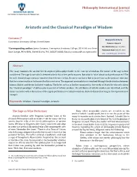 Aristotle and the Classical Paradigm of Wisdom