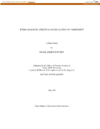 Intercollegiate Athletics and Escalation of Commitment