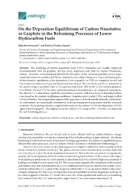 On the Deposition Equilibrium of Carbon Nanotubes Or Graphite in the Reforming Processes of Lower Hydrocarbon Fuels