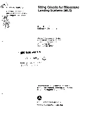 Siting Criteria for Microwave Landing Systems (MLS) 6
