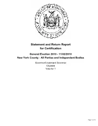 Statement and Return Report for Certification General Election 2010