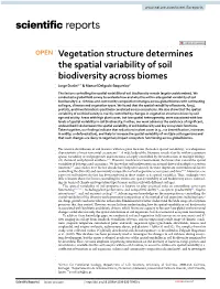Vegetation Structure Determines the Spatial Variability of Soil Biodiversity Across Biomes Jorge Durán1* & Manuel Delgado‑Baquerizo2