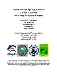 Imnaha River Spring/Summer Chinook Salmon Hatchery Program Review