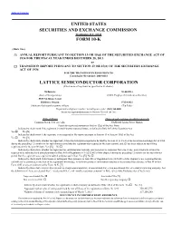 LATTICE SEMICONDUCTOR CORPORATION (Exact Name of Registrant As Specified in Its Charter)