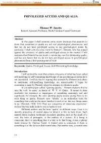 Privileged Access and Qualia