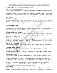 Syllabus - Lecturer in Electronics (Poly Technic)