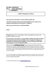 The Effect of Indoor Environment Towards Middle-Income Group in Re- Engineered Affordable Housing Scheme in Malaysia