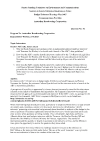 Answers to Questions on Notice
