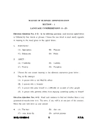 Direction (Question Nos. 1–2) : in the Following Questions, Each Word in Capital Letters Is Followed by Four Words Or Phrases