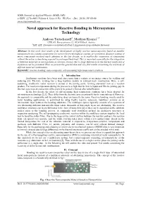 Novel Approach for Reactive Bonding in Microsystems Technology