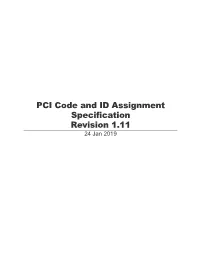 PCI Code and ID Assignment Specification Revision 1.11 24 Jan 2019
